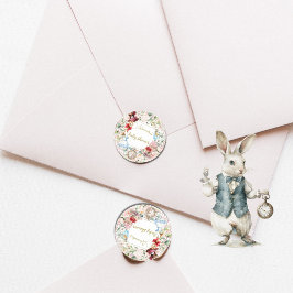 Alice in Wonderland Baby shower Floral Pink Ronde Sticker