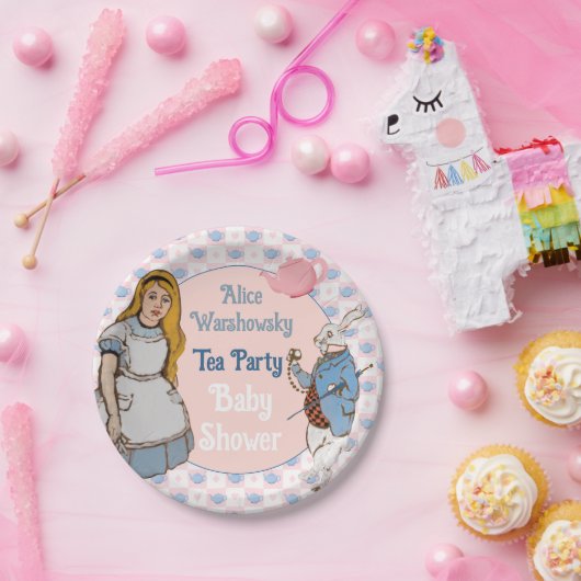  Alice in Wonderland Baby shower Girl Papieren Bordje (Feest)