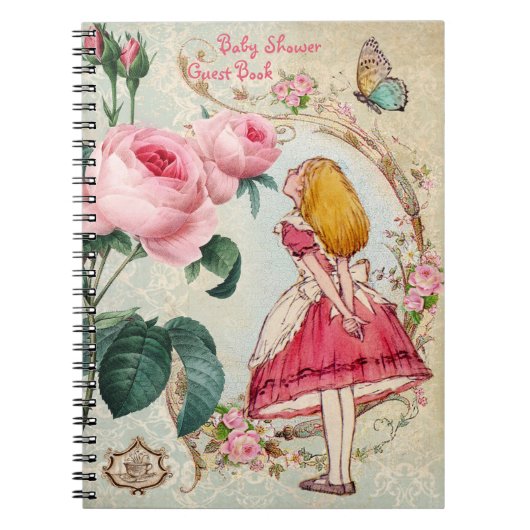 Alice in Wonderland Baby shower Guest Book Notitieboek (Voorkant)