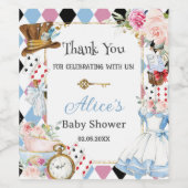 Alice in Wonderland Baby Shower High Tea Feest  Wijn Etiket (Enkel label)