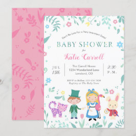Alice in Wonderland Baby Shower Invitaties | Roze Kaart