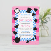 Alice in Wonderland Baby Shower Invitaties | Roze Kaart (Staand voorkant)