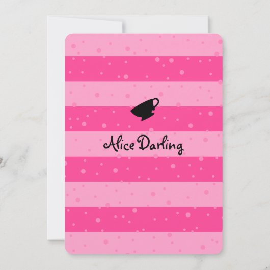 Alice in Wonderland Baby Shower Invitaties | Roze Kaart (Achterkant)