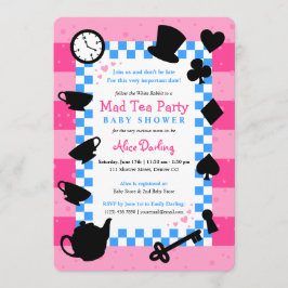 Alice in Wonderland Baby Shower Invitaties | Roze Kaart