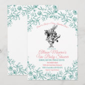 Alice in Wonderland Baby shower Invitation Kaart (Voorkant / Achterkant)