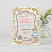 Alice in Wonderland Baby shower Invitation Kaart (Staand voorkant)