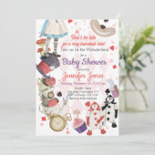 Alice in Wonderland Baby shower Invitation Kaart (Staand voorkant)