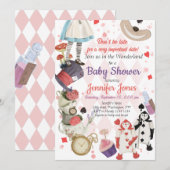 Alice in Wonderland Baby shower Invitation Kaart (Voorkant / Achterkant)