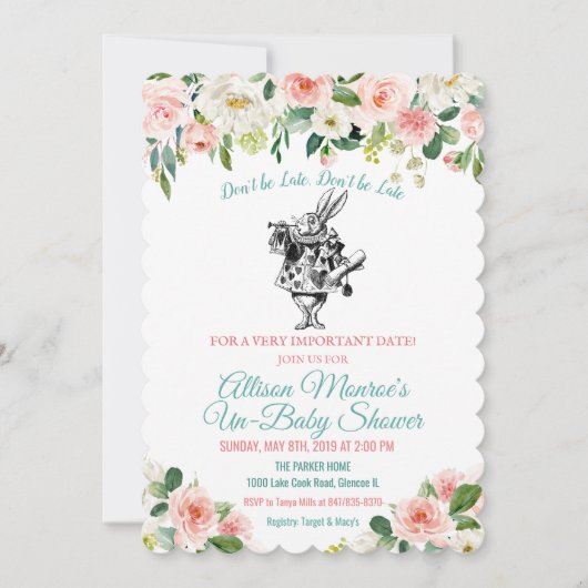Alice in Wonderland Baby shower Invitation Kaart (Voorkant)