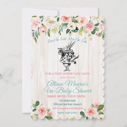 Alice in Wonderland Baby shower Invitation Kaart (Voorkant)