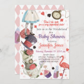 Alice in Wonderland Baby shower Invitation Kaart (Voorkant / Achterkant)