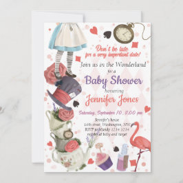 Alice in Wonderland Baby shower Invitation Kaart