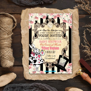 Alice in Wonderland Baby shower Invitation Kaart