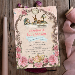 Alice in Wonderland Baby shower Invitation Kaart