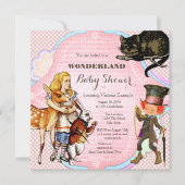 Alice in Wonderland Baby shower Kaart (Voorkant)