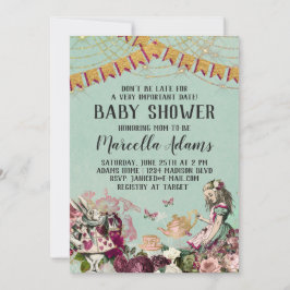 Alice in Wonderland Baby shower Kaart