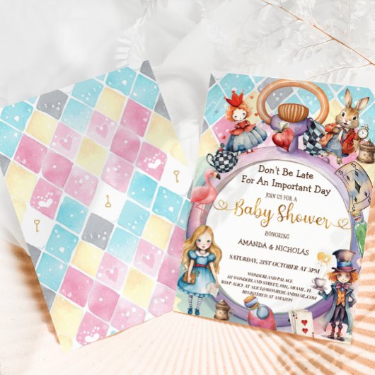 Alice in Wonderland Baby shower Kaart