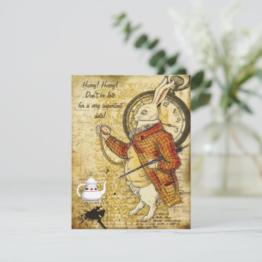  Alice in Wonderland Baby shower konijn Kaart (Staand voorkant)