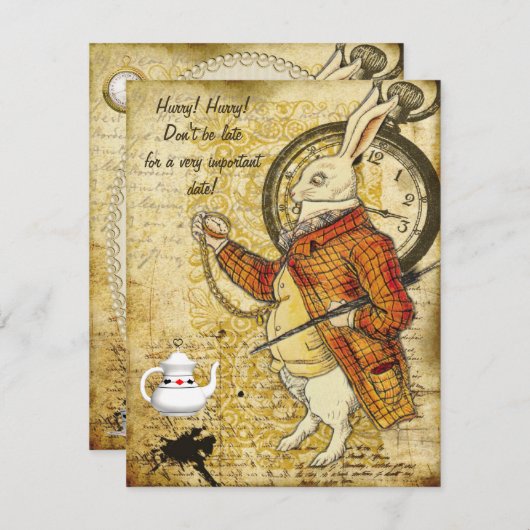  Alice in Wonderland Baby shower konijn Kaart (Voorkant / Achterkant)