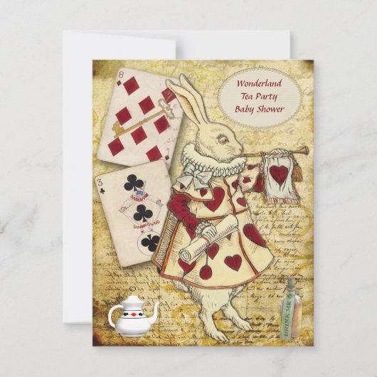  Alice in Wonderland Baby shower konijn Kaart (Voorkant)