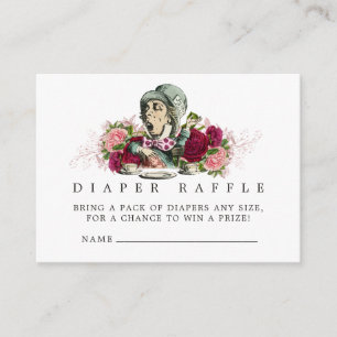 Alice In Wonderland Baby Shower Luierspel Informatiekaartje