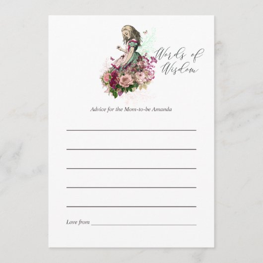 Alice in Wonderland Baby shower Mam Advice Advieskaart (Voorkant)