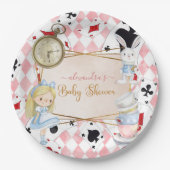 Alice in Wonderland Baby shower Papieren Bordje (Voorkant)