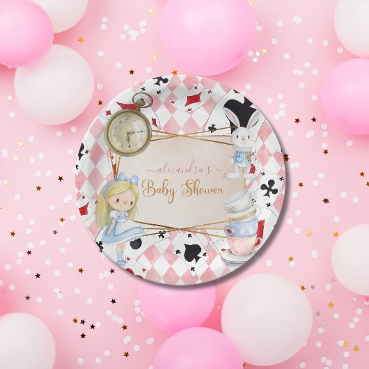 Alice in Wonderland Baby shower Papieren Bordje