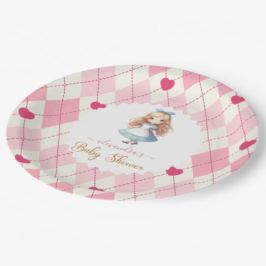 Alice in Wonderland Baby shower Papieren Bordje (Gekanteld)