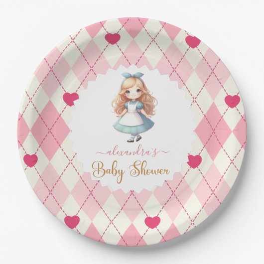 Alice in Wonderland Baby shower Papieren Bordje (Voorkant)