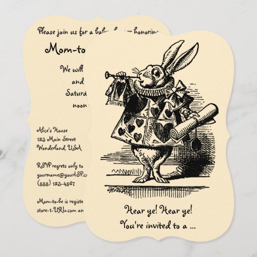  Alice in Wonderland Baby shower Party Kaart (Voorkant / Achterkant)