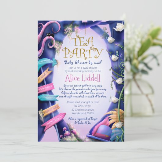 Alice in Wonderland, baby shower per post Kaart (Staand voorkant)