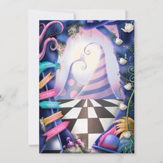 Alice in Wonderland, baby shower per post Kaart (Achterkant)