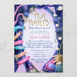 Alice in Wonderland, baby shower per post Kaart