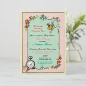 Alice in Wonderland Baby shower Roze Uitnodiging (Staand voorkant)
