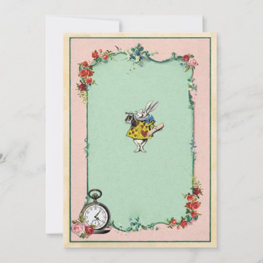 Alice in Wonderland Baby shower Roze Uitnodiging (Achterkant)