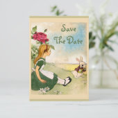 Alice in Wonderland Baby shower Save the Date (Staand voorkant)