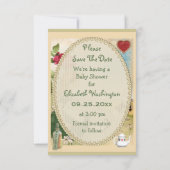 Alice in Wonderland Baby shower Save the Date (Achterkant)
