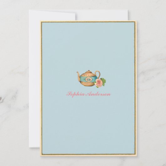 Alice in Wonderland Baby shower Sip and See blauw Kaart (Achterkant)