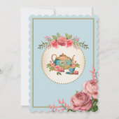 Alice in Wonderland Baby shower Tea Invite Kaart (Achterkant)