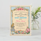 Alice in Wonderland Baby shower Tea Invite Kaart (Staand voorkant)
