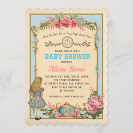  Alice in Wonderland Baby shower Tea Invite Kaart