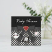 Alice in Wonderland Baby shower Tea Party Black Kaart (Staand voorkant)