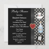 Alice in Wonderland Baby shower Tea Party Black Kaart (Achterkant)