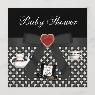 Alice in Wonderland Baby shower Tea Party Black Kaart
