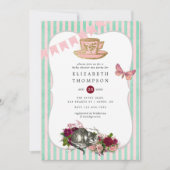 Alice in Wonderland Baby shower Tea Party Kaart (Voorkant)