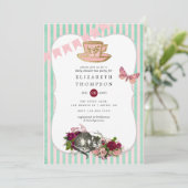 Alice in Wonderland Baby shower Tea Party Kaart (Staand voorkant)