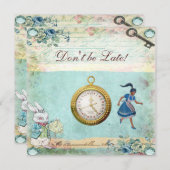  Alice in Wonderland Baby shower Tea Party Kaart (Voorkant / Achterkant)