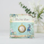  Alice in Wonderland Baby shower Tea Party Kaart (Staand voorkant)