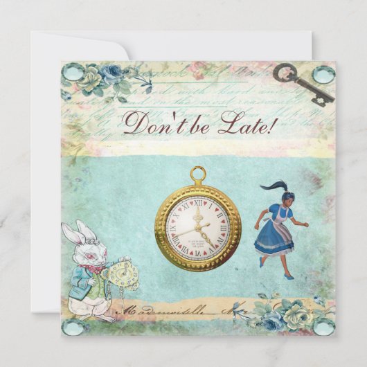  Alice in Wonderland Baby shower Tea Party Kaart (Voorkant)